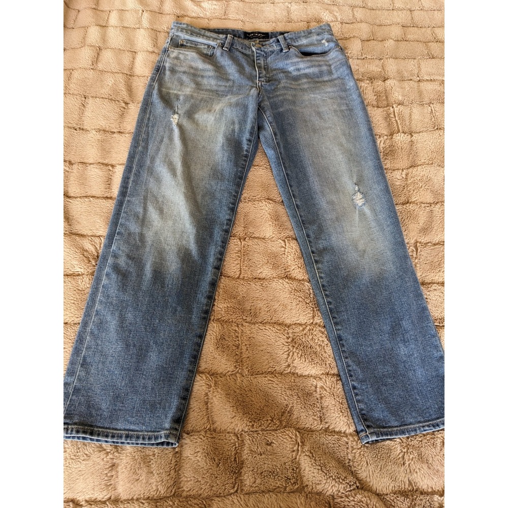 Lucky Brand Sweet Crop Distressed Straight Jeans Size 10 / 30 Mid Rise Blue